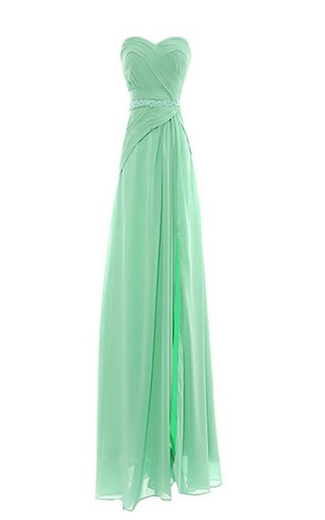 Chiffon Beaded Band Sweetheart Elegant A-Line Gown