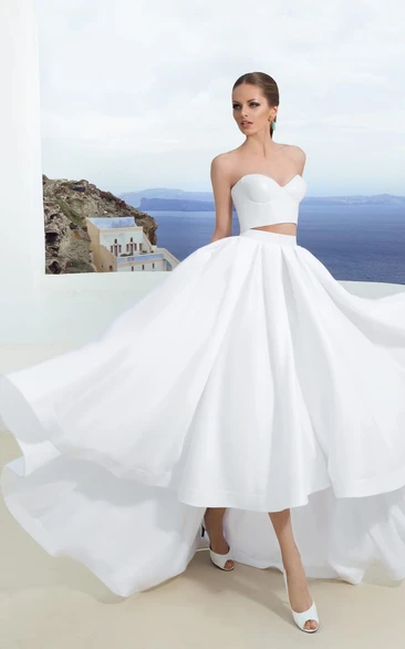 Sweetheart Simple High-Low Two-Pieces Sleeveless Dress