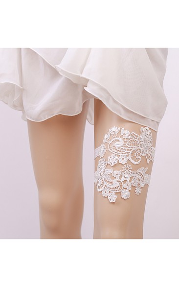 Princess Style White Lace Two Piece Elastic Garter Within 16-23inch