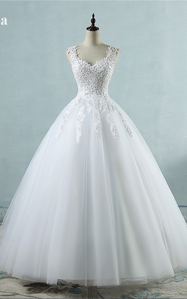 Ball Gown Spaghetti Straps White Ivory Tulle Pearls Bridal Dress For Wedding Dresses 2022