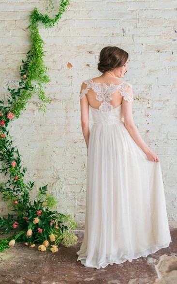 Floor-Length Appliqued Bridal A-Line Sweetheart Chiffon Gown