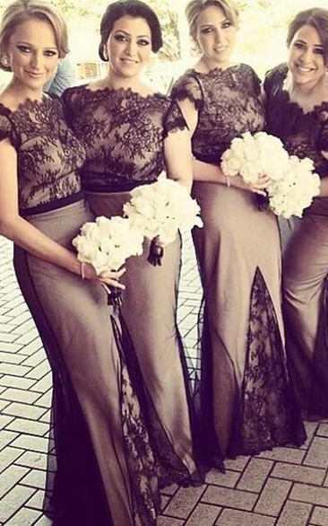 Cap Sleeve Floor-Length Lace Newest Bridesmaid Dress