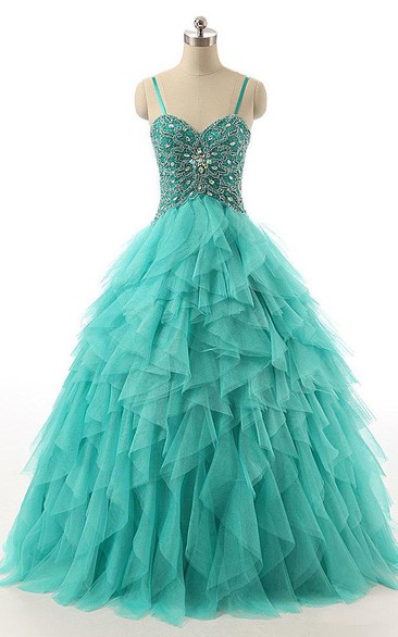 Ball Gown Sweetheart Tulle&Lace Dress With Beading&Corset Back