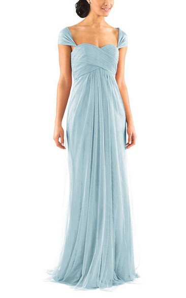 Queen Anne Ruched Empire Long Tulle Dress