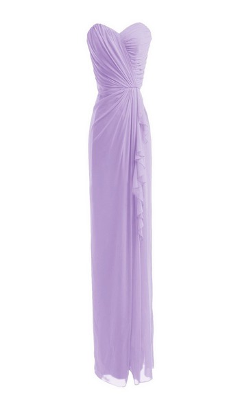 Sweetheart Pencil Long Bridesmaid Dress With side Draping