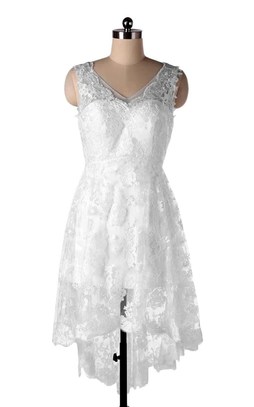 Backless Lace V-Neckline A-Line Bridal Chiffon Dress