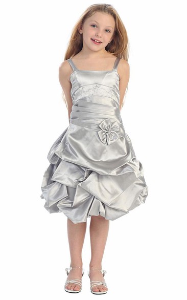Jeweled Layers Short-Midi Floral Flower Girl Dress