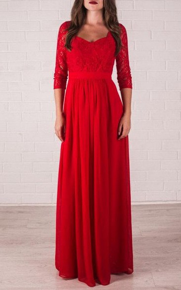 Floor-Length Bridal Lace Red Prom Formal Bridesmaid Dress
