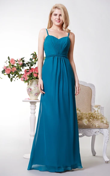 Chiffon Spaghetti-Strap Open Back A-Line Sassy Gown