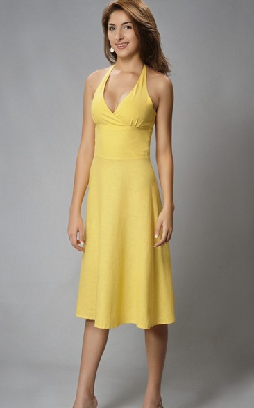 Chiffon Sheath Sexy V-neck Open Back Knee-length Dress With Ruching And Straps