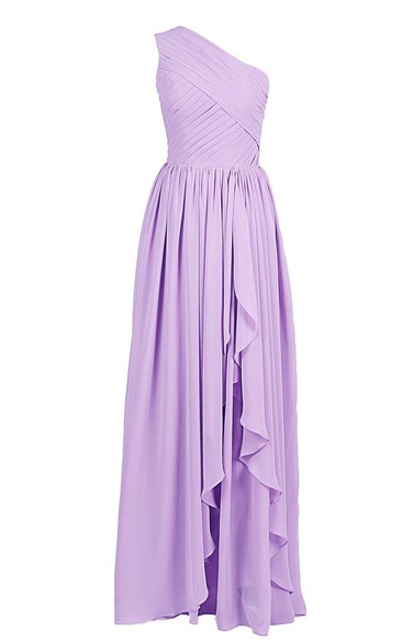 Chiffon Draping Ruched One-Shoulder A-Line Gown