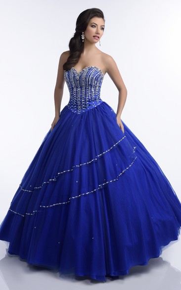 Sweetheart Beaded Ball Gown With Corset Back And bolero