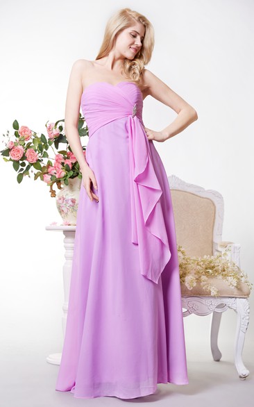 Sexy Sweetheart Crisscross Bodice Chiffon Gown With Beadings