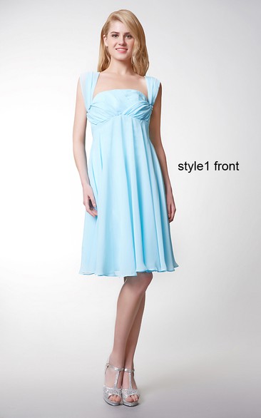 Chiffon Convertible Strapped Pleated Sleeveless Gown