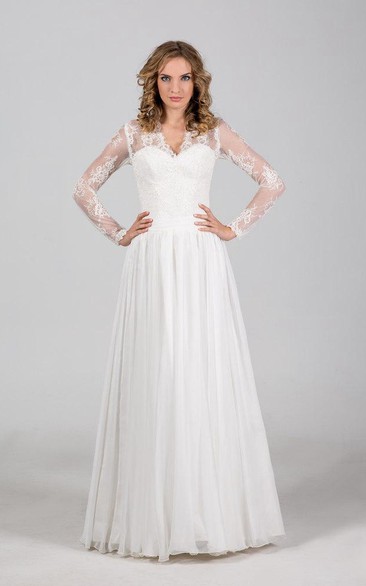 Wedding Chantilly Lace Corset Floor-Length Boho-Inspire Gown