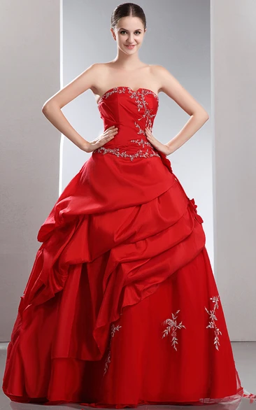 Flamboyant Embroideries Crystal A-Line Layered Ball Gown