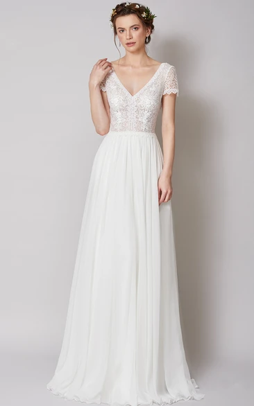 Floor-length A Line Chiffon Bridal Gown with Ruching
