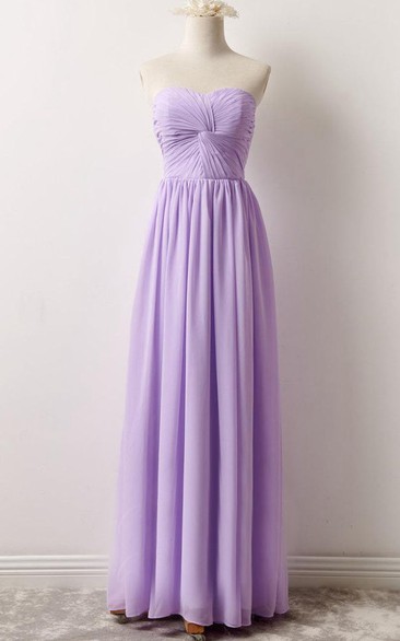 Sweetheart central-ruched Chiffon Floor-length Dress With Corset Back
