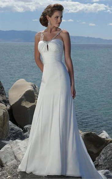 Chiffon High-Waist Column Bridal Dress