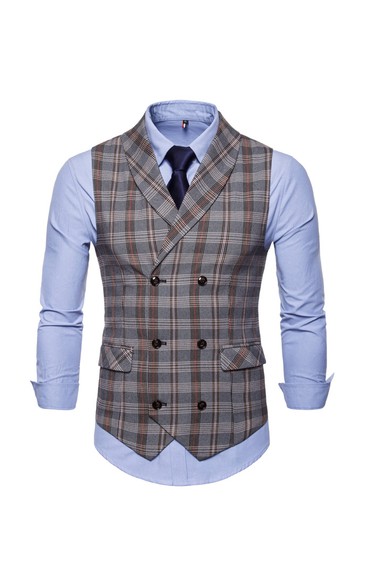 Cotton Plaid Men's Vest-2 Color Options