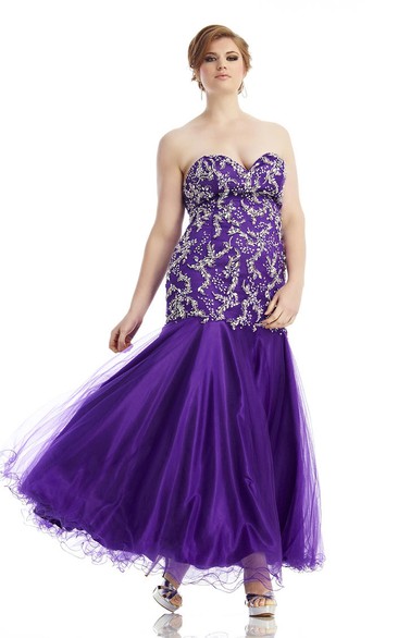 Mermaid Sweetheart Ankle-length plus size Dress With Beading