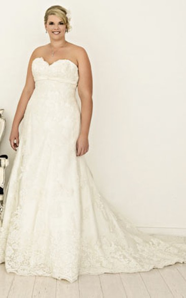 Sweetheart Lace A-line Wedding Dress With Corset Back And Sweep Train