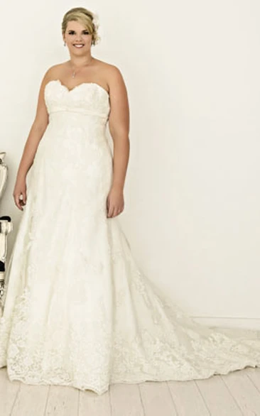 Sweetheart Lace A-line Wedding Dress With Corset Back And Sweep Train