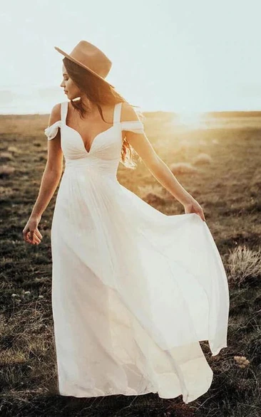 Casual Empire Country Chiffon Flowy Country Wedding Dress