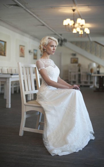 Ivory Bridal Lace Rustic Satin Dress