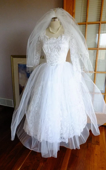 Lace Wedding Vintage Tea-Length Gown