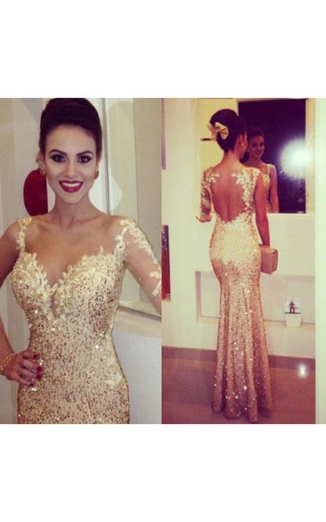 Evening Sweetheart Appliqued Floor Length Formal Sequined Gorgeous Gown