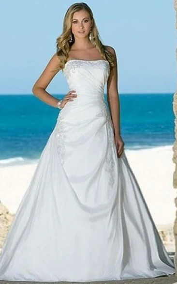 Sleeveless For Brides Bridal Strapless A-Line Beach Dress