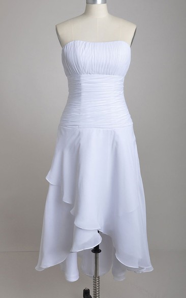 Chiffon Asymmetrical Front High-Low Strapless Dress