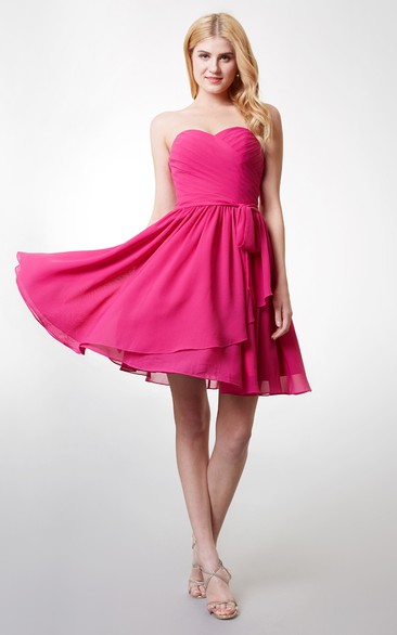 Short Strapless Dress With Sweetheart Neckline and Flyaway Skirt Beautiful