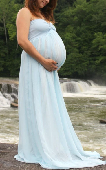 Sweetheart Chiffon Empire Floor-length maternity Dress With Sweep Train