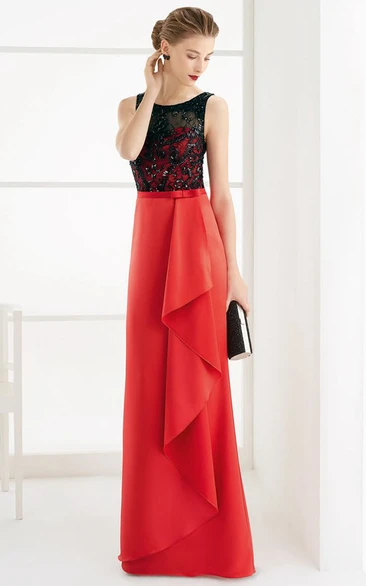 Two-tone Sleeveless Sheath Dress With Beading And Lace top