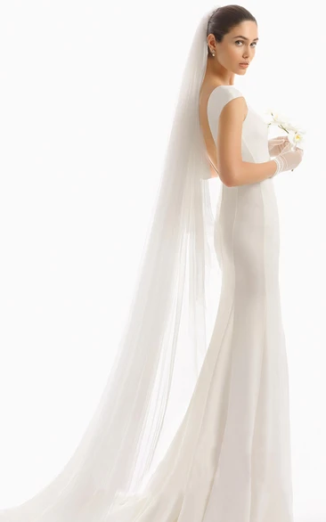 Super Soft Long Tail Simple Bridal Veil With Hair Comb
