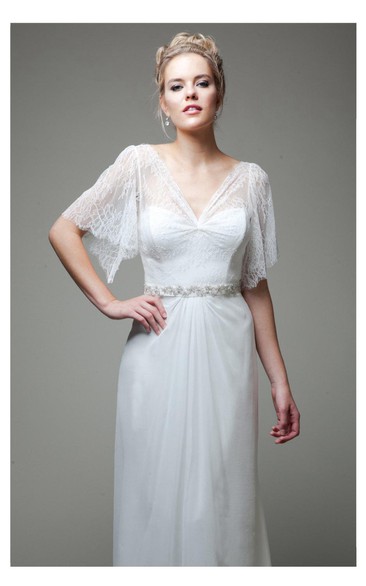 Boho Wedding Gown Soft Lace Bodice With Chiffon Skirt