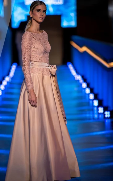 Simple A Line Floor-length Sleeveless Satin Prom Dress with Sash