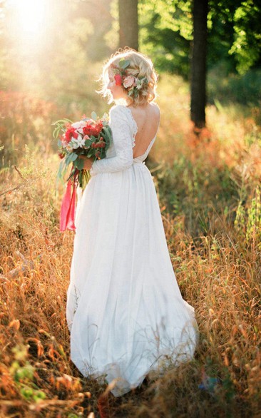 Lace Bodice Bridal Chiffon Romantic A-Line Dress