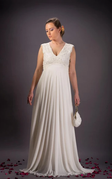 Bridal Chiffon Lace Vintage Ivory Dress