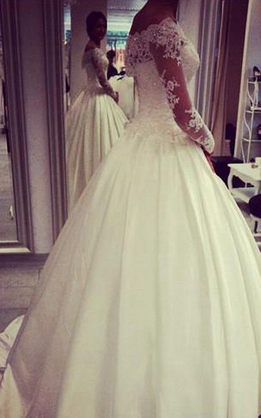 Bridal Jewels Appliqued Off-The-Shoulder Glamorous Dress