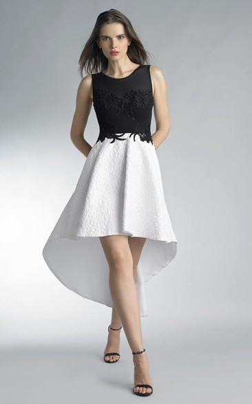 A-line High-low Jewel Strapless Lace Keyhole Dress