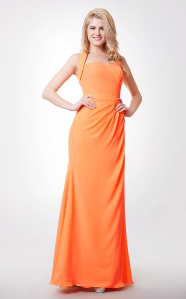 Back Knot Removable Straps Trumpet Side-Draped Gown
