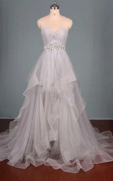 Ruched Beaded Ruffles Sweetheart Dreaming Dress