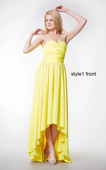 Sleeveless Ruffled Jersey Ruched Changeable A-Line Gown