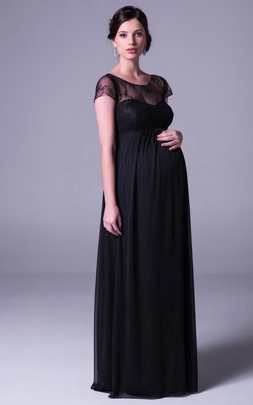 Short Sleeve scoop-neck Chiffon maternity Dress 