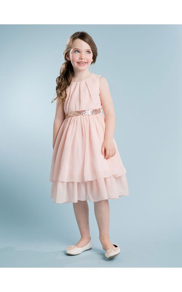 A-Line Chiffon Blush Sweet Knee-Length Dress