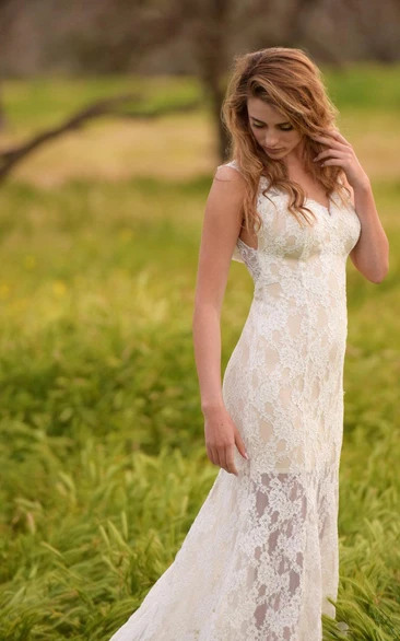 Low-Back Bridal Trumpet Ivory Dress