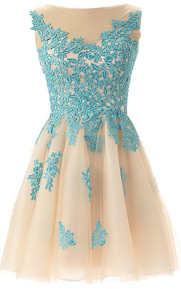 Tulle Lace Appliqued A-Line Magical Short Gown